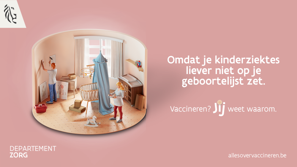 Affiche campagne vaccinatie voor, tijdens en na de zwangerschap